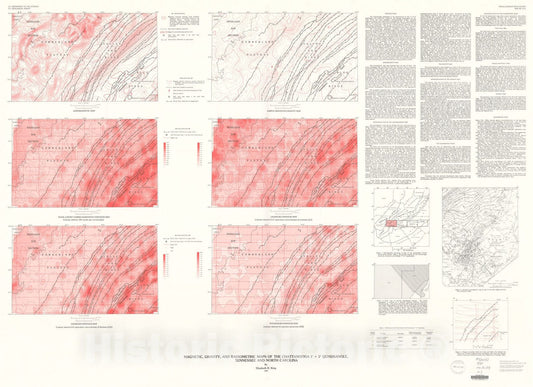 Map : Magnetic, gravity, and radiometric maps of the Chattanooga one degree x two degrees quadrangle, Tennessee and North Carolina, one990 Cartography Wall Art :