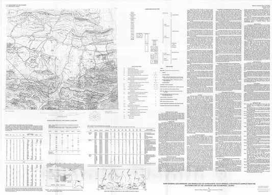 Map : Maps showing geochemistry and mineralogy of nonmagnetic heavy-mineral-concentrate samples from the southern part of the Chandler Lake quadrangle, Alaska, 1993 Cartography Wall Art :