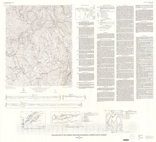 Map : Geologic map of the Campbell Mountain quadrangle, Lumpkin County, Georgia, 1991 Cartography Wall Art :