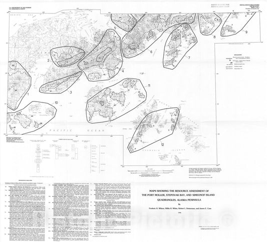 Map : Maps showing the resource assessment of the Port Moller, Stepovak Bay, and Simeonof Island quadrangles, Alaska Peninsula, 1996 Cartography Wall Art :
