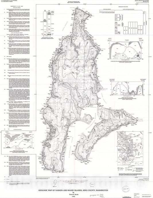 Map : Geologic map of Vashon and Maury Islands, King County, Washington, 1991 Cartography Wall Art :