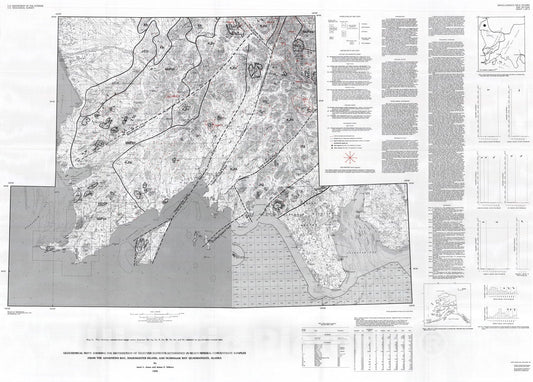 Map : Geochemical map showing the distribution of selected elements in heavy-mineral concentrate samples from the Goodnews Bay, 1992 Cartography Wall Art :