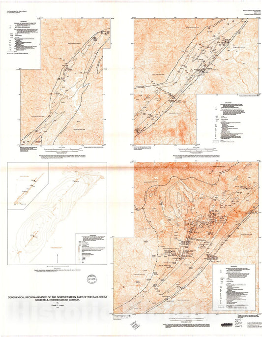 Map : Geochemical reconnaissance of the northeastern part of the Dahlonega gold belt, northeastern Georgia, 1992 Cartography Wall Art :