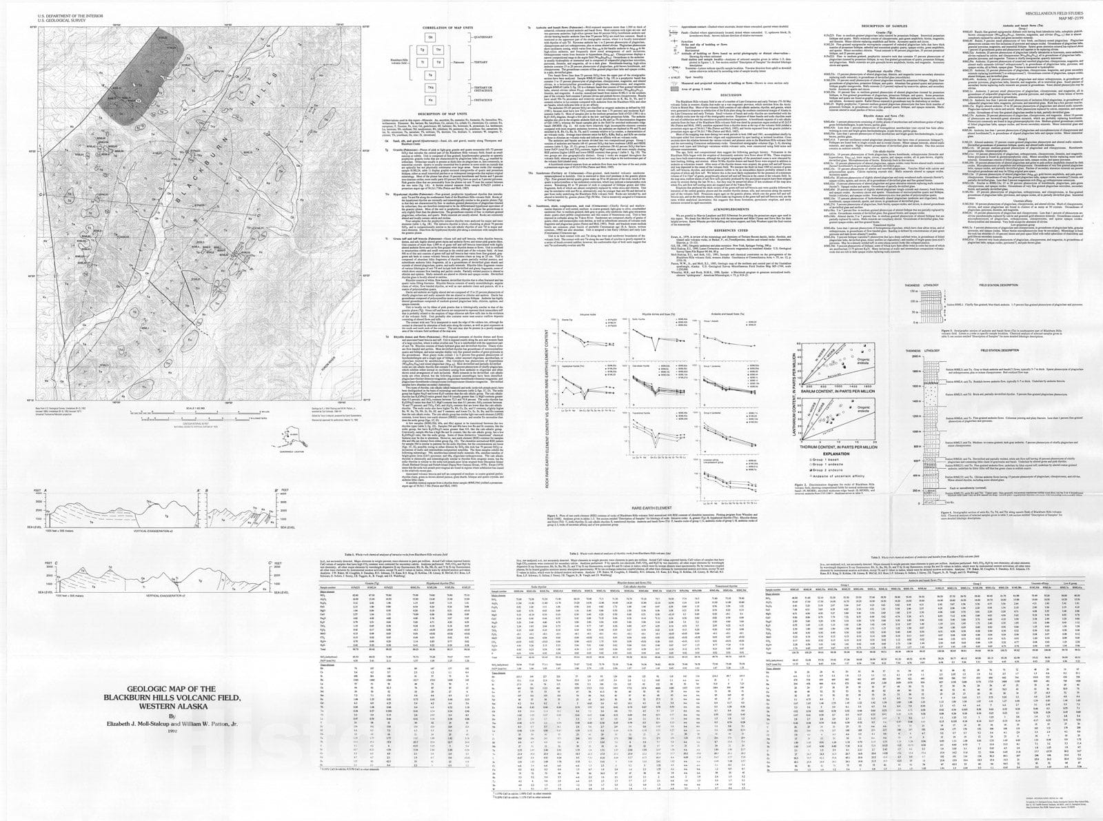 Map : Geologic map of the Blackburn Hills volcanic field, western Alaska, 1992 Cartography Wall Art :