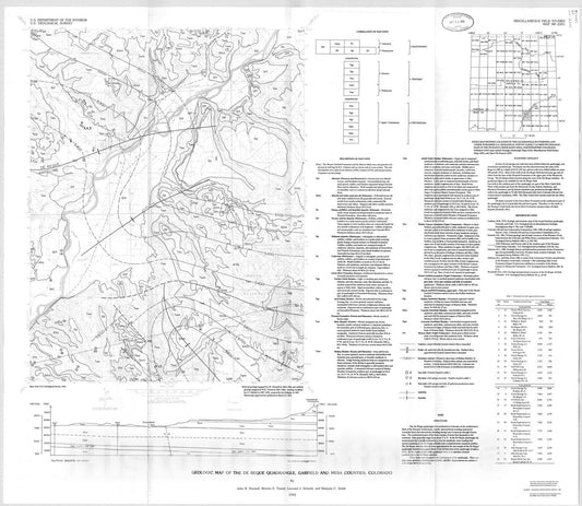 Map : Geologic map of the De Beque quadrangle, Garfield and Mesa Counties, Colorado, 1992 Cartography Wall Art :