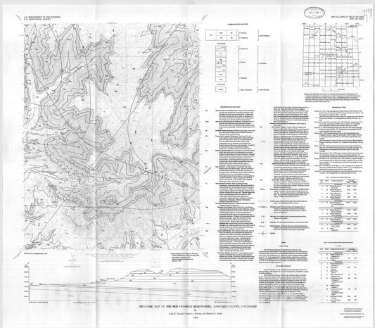 Map : Geologic map of the Red Pinnacle quadrangle, Garfield County, Colorado, 1992 Cartography Wall Art :