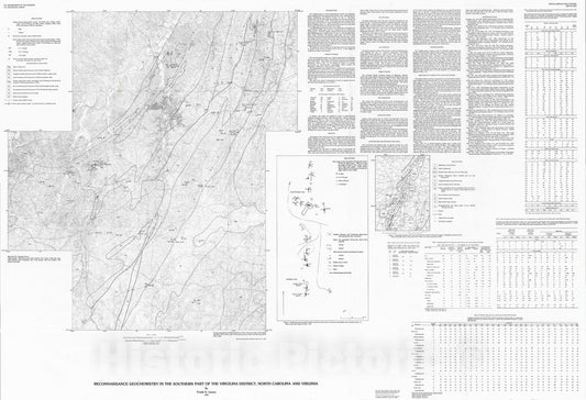 Map : Reconnaissance geochemistry in the southern part of the Virgilina district, North Carolina and Virginia, 1993 Cartography Wall Art :