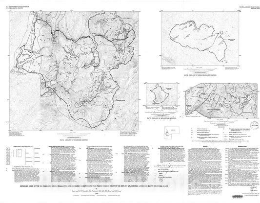 Map : Geologic maps of the Big Mallard, Middle Bargamin, and Magruder additions to the Frank Church-River-Of-No-Return Wilderness, Lemhi, 1992 Cartography Wall Art :