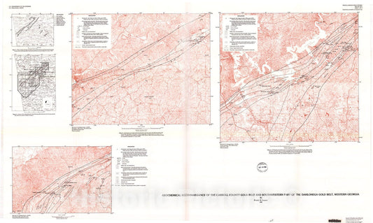 Map : Geochemical reconnaissance of the Carroll County gold belt and southwestern part of the Dahlonega gold belt, western Georgia, 1993 Cartography Wall Art :