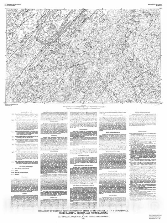 Map : Suitability of bedrock for construction stone in the Greenville one degree x two degrees quadrangle, South Carolina, Georgia, and North Carolina, one993 Cartography Wall Art :