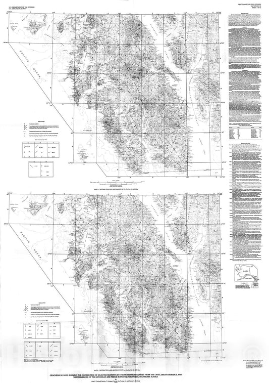 Map : Geochemical maps showing the distribution of selected elements in stream-sediment samples from the Craig, Dixon Entrance, and west, 1993 Cartography Wall Art :