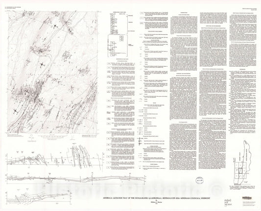 Map : Bedrock geologic map of the Sunderland quadrangle, Bennington and Windham Counties, Vermont, 1993 Cartography Wall Art :