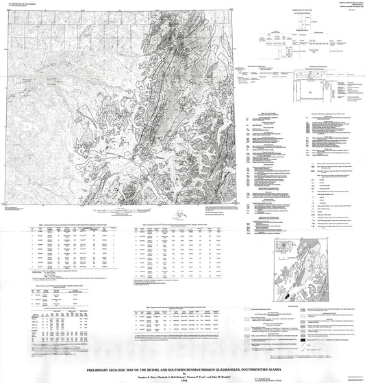 Map : Preliminary geologic map of the Bethel and southern Russian Mission quadrangles, southwestern Alaska, 1993 Cartography Wall Art :