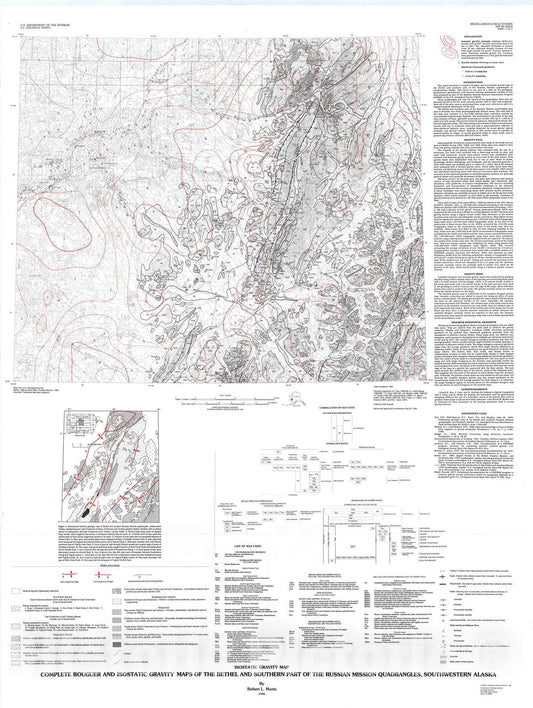 Map : Complete bouguer and isostatic gravity maps of the Bethel and southern part of the Russian Mission quadrangles, southwestern Alaska, 1996 Cartography Wall Art :