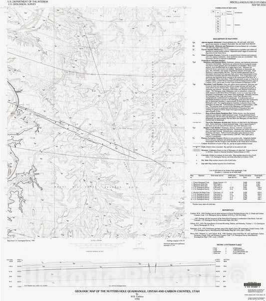 Map : Geologic map of the Nutters Hole quadrangle, Uintah and Carbon Counties, Utah, 1994 Cartography Wall Art :