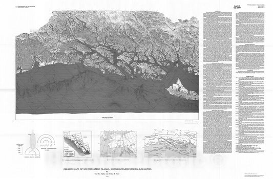Map : Oblique maps of southeastern Alaska, showing major mineral localities, 1994 Cartography Wall Art :