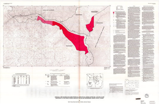 Map : Geologic and mineral resource potential map of the Salmon River and Cove Mountain additions to the Frank Church-River of No Return, 1994 Cartography Wall Art :