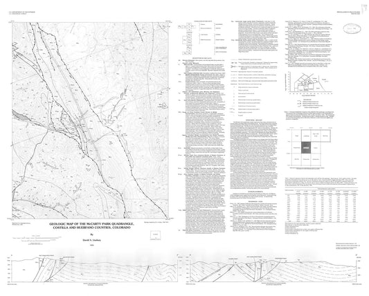 Map : Geologic map of the McCarty Park quadrangle, Costilla and Huerfano Counties, Colorado, 1995 Cartography Wall Art :