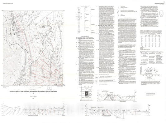 Map : Geologic map of the Cuchara quadrangle, Huerfano County, Colorado, 1995 Cartography Wall Art :