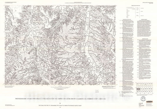 Map : Photogeologic and reconnaissance geologic map of the Griffin Coulee NE and NW quadrangles, Rosebud County, Montana, 1995 Cartography Wall Art :