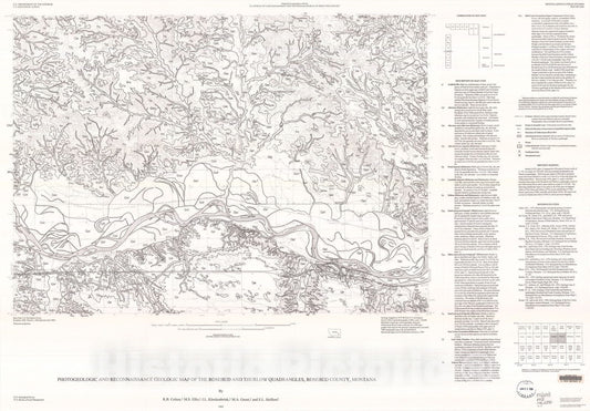 Map : Photogeologic and reconnaissance geologic map of the Rosebud and Thurlow quadrangles, Rosebud County, Montana, 1995 Cartography Wall Art :