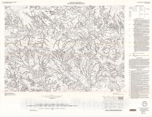 Map : Photogeologic and reconnaissance geologic map of the Hathaway NW and Butterfly Creek quadrangles, Custer and Rosebud Counties, Montana, 1996 Cartography Wall Art :