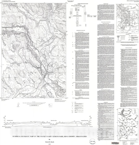 Map : Surficial geologic map of the Maple Valley quadrangle, King County, Washington, 1995 Cartography Wall Art :