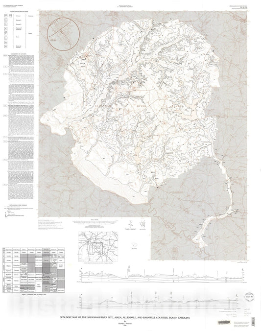 Map : Geologic map of the Savannah River site, Aiken, Allendale, and Barnwell Counties, South Carolina, 1996 Cartography Wall Art :