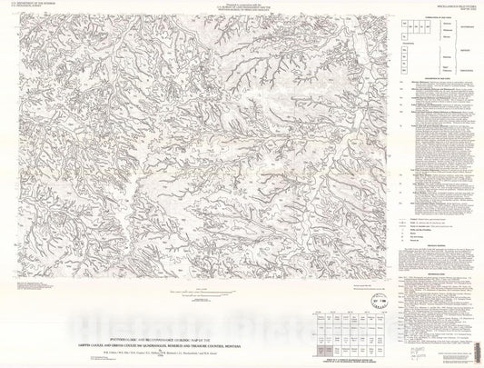 Map : Photogeologic and reconnaissance geologic map of the Griffin Coulee and Griffin Coulee SW quadrangles, Rosebud and Treasure Counties, Montana, 1996 Cartography Wall Art :