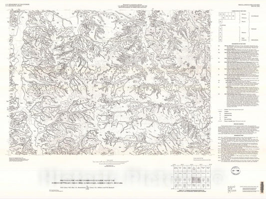 Map : Photogeologic and reconnaissance geologic map of the Rosebud Buttes and Indian Creek quadrangles, Rosebud County, Montana, 1996 Cartography Wall Art :