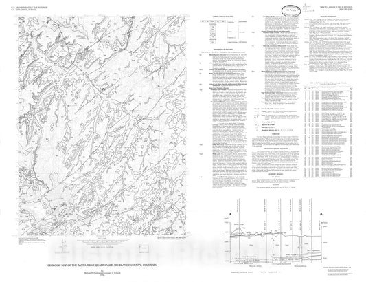Map : Geologic map of the Banta Ridge quadrangle, Rio Blanco County, Colorado, 1996 Cartography Wall Art :