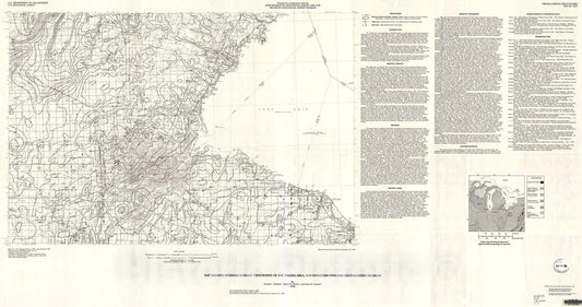 Map : Map showing bedrock surface topography of the Toledo area, northwestern Ohio and southeastern Michigan, 1996 Cartography Wall Art :