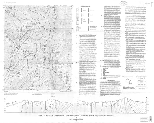 Map : Geologic map of the Trinchera Peak quadrangle, Costilla, Huerfano, and Las Animas Counties, Colorado, 1996 Cartography Wall Art :