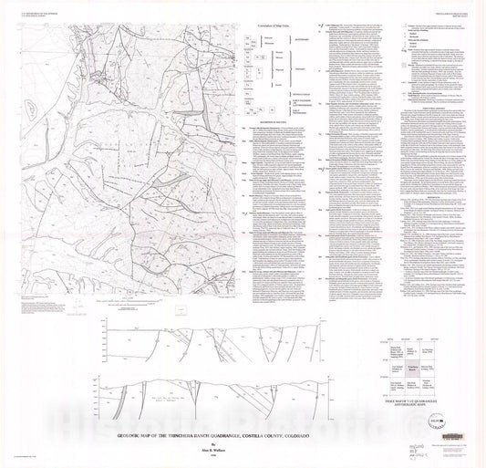 Map : Geologic map of the Trinchera Ranch quadrangle, Costilla County, Colorado, 1996 Cartography Wall Art :