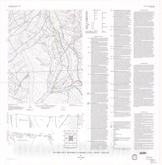 Map : Geologic map of the Russell quadrangle, Costilla County, Colorado, 1997 Cartography Wall Art :