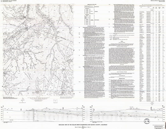 Map : Geologic map of Gillam Draw quadrangle, Rio Blanco County, Colorado, 1996 Cartography Wall Art :