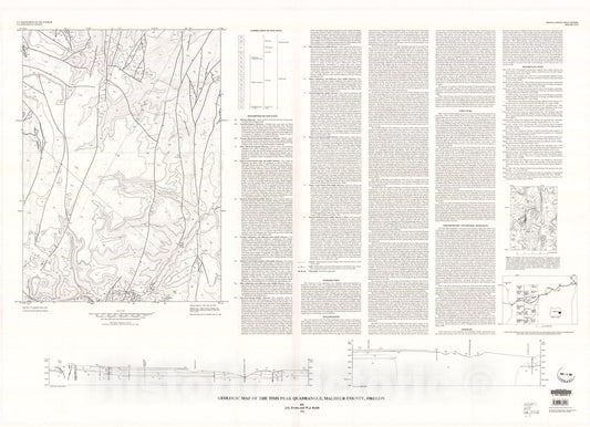 Map : Geologic map of the Tims Peak quadrangle, Malheur County, Oregon, 1996 Cartography Wall Art :