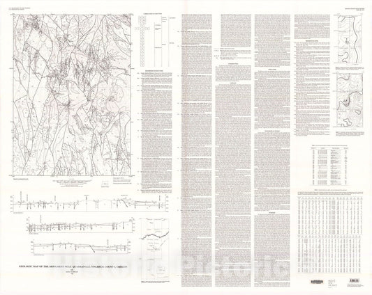 Map : Geologic map of the Monument Peak quadrangle, Malheur County, Oregon, 1996 Cartography Wall Art :