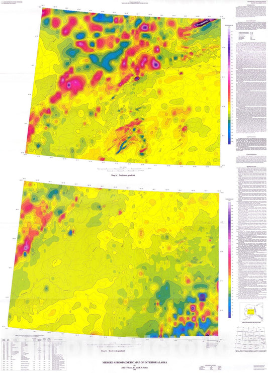 Map : Merged aeromagnetic map of interior Alaska, 1995 Cartography Wall Art :