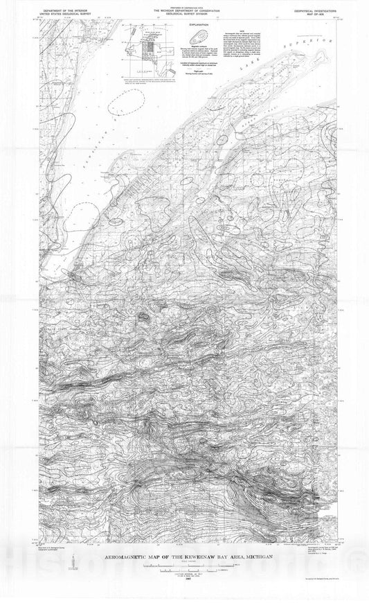 Map : Aeromagnetic map of the Keweenaw Bay area, Michigan, 1967 Cartography Wall Art :
