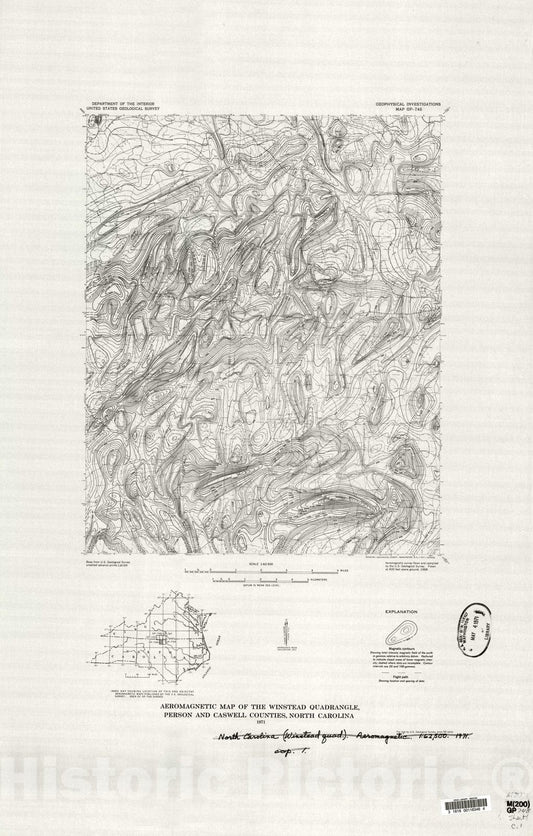 Map : Aeromagnetic map of the Winstead quadrangle, Person and Caswell Counties, North Carolina, 1971 Cartography Wall Art :