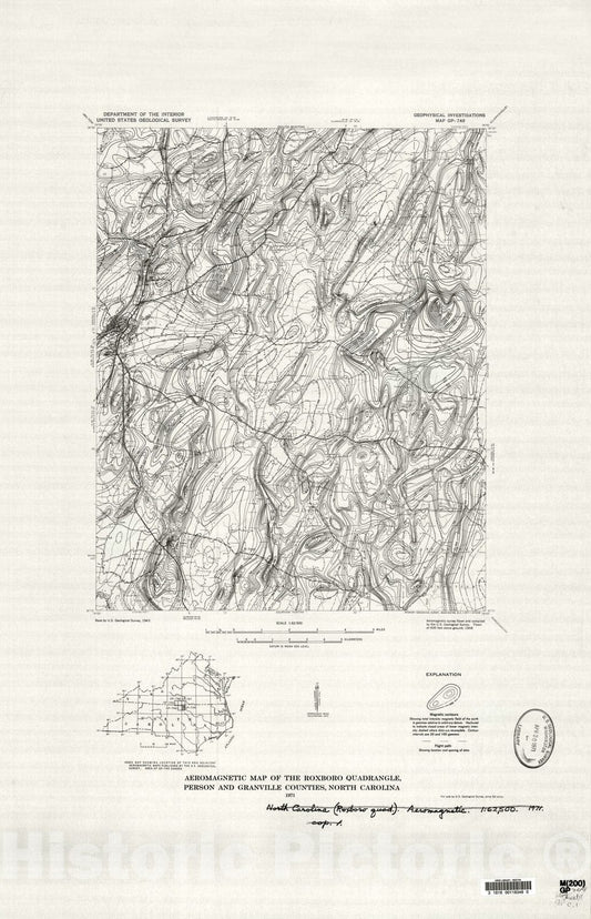 Map : Aeromagnetic map of the Roxboro quadrangle, Person and Granville Counties, North Carolina, 1971 Cartography Wall Art :