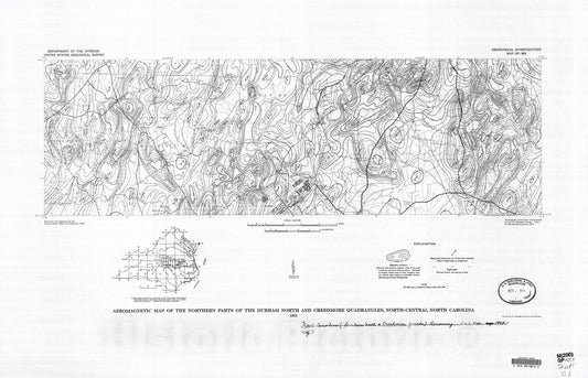 Map : Aeromagnetic map of the northern parts of the Durham North and Creedmore quadrangles, north-central North Carolina, 1973 Cartography Wall Art :