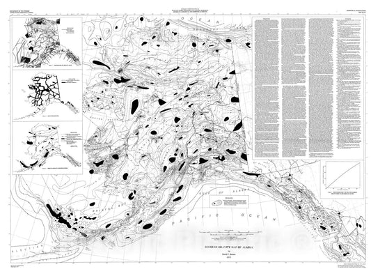 Map : Bouguer gravity map of Alaska, 1977 Cartography Wall Art :