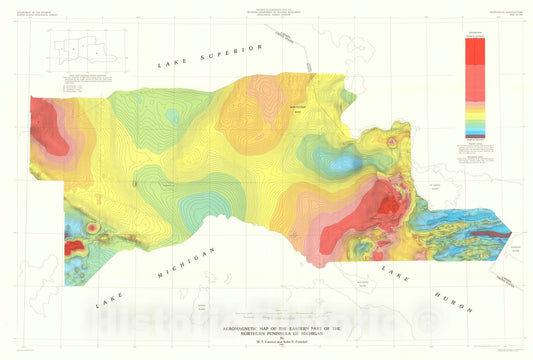 Map : Aeromagnetic map of the eastern part of the northern peninsula of Michigan, 1982 Cartography Wall Art :