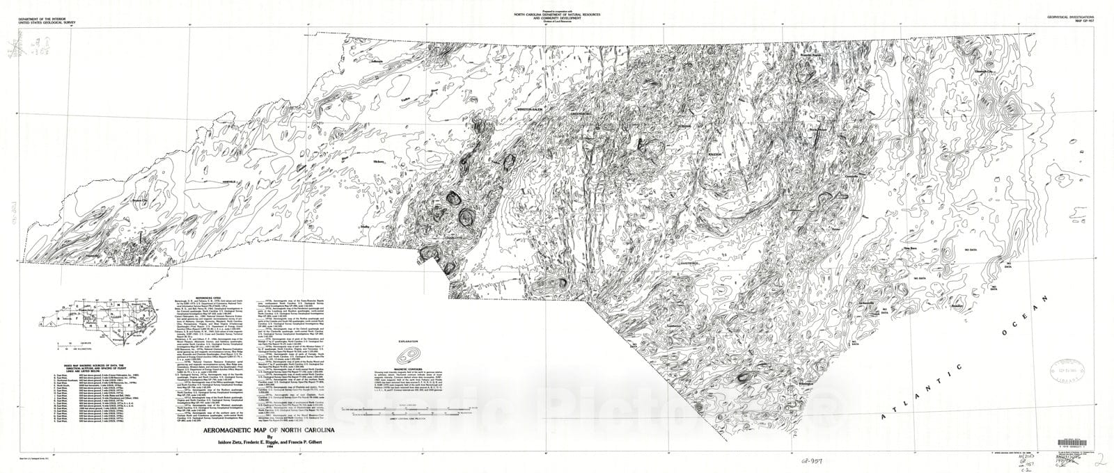 Map : Aeromagnetic map of North Carolina, 1984 Cartography Wall Art :