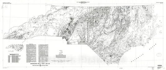 Map : Aeromagnetic map of North Carolina, 1984 Cartography Wall Art :