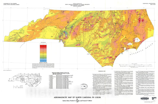 Map : Aeromagnetic map of North Carolina: in color, 1984 Cartography Wall Art :