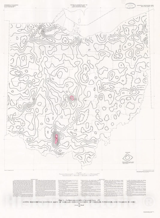 Map : Aerial radiometric contour maps of Ohio, 1985 Cartography Wall Art :