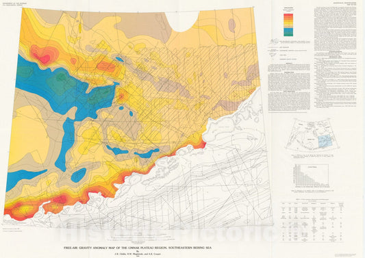 Map : Free-air gravity anomaly map of the Umnak Plateau region, southeastern Bering sea, 1987 Cartography Wall Art :